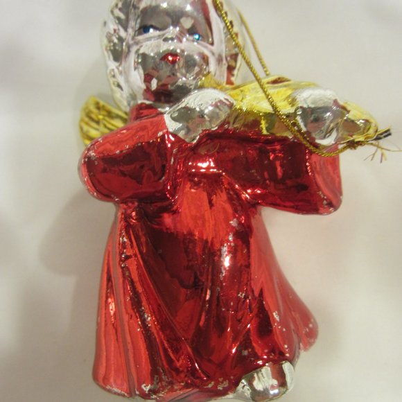 VTG 80'S METALLIC PAINTED CERAMIC ORNAMENTS, SET OF 4 - Picture 6 of 9